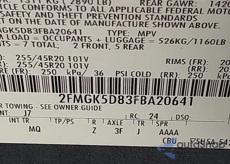 2015 Ford Flex Limited z USA, uszkodzony, nr VIN 2FMGK5D83FBA20641